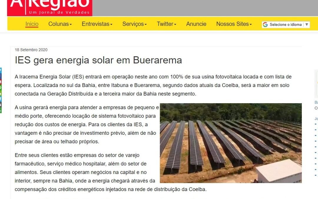 Bahia vai inaugurar maior usina solar conectada à rede de distribuição